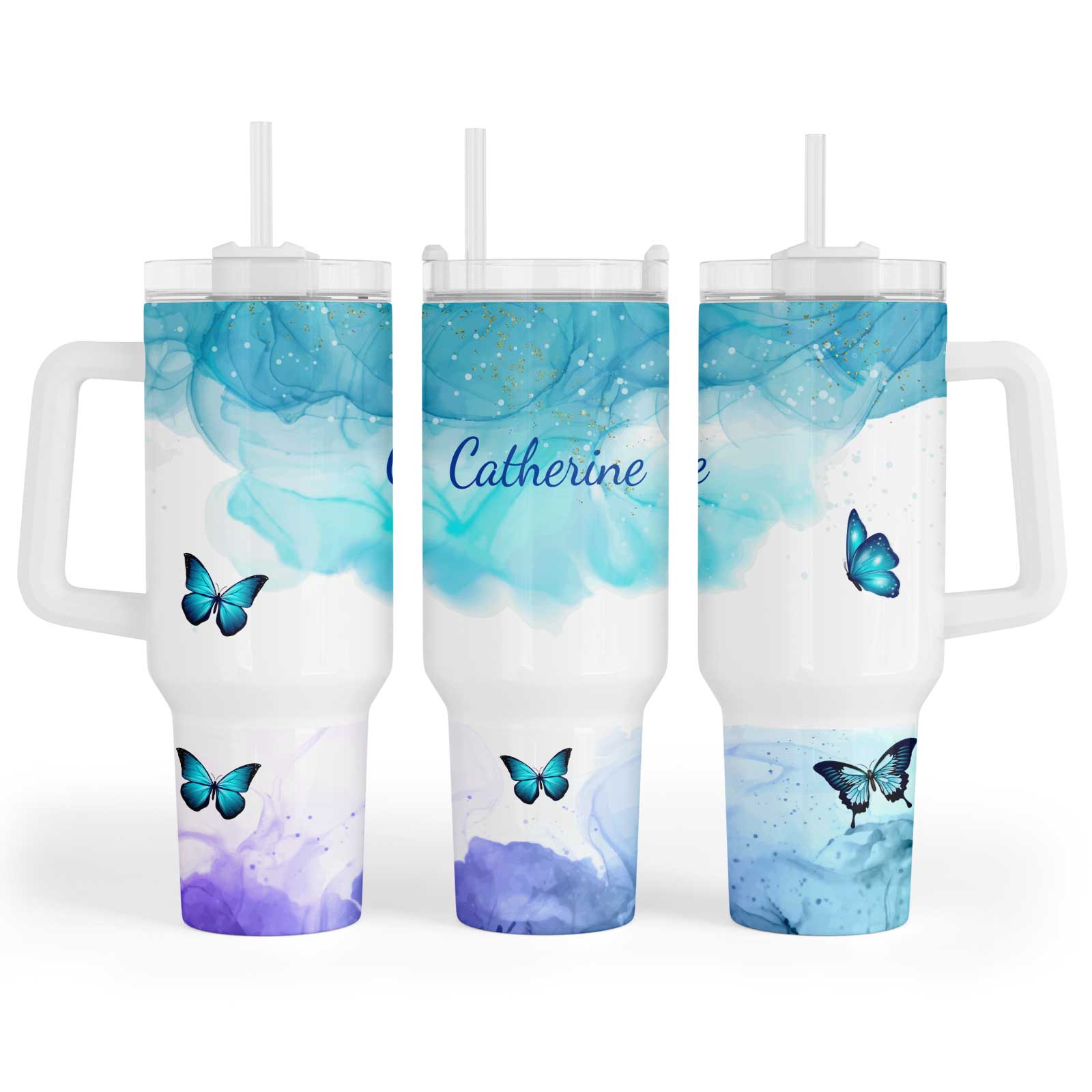 Personalised Blue Butterfly - 40oz Maxi Cup